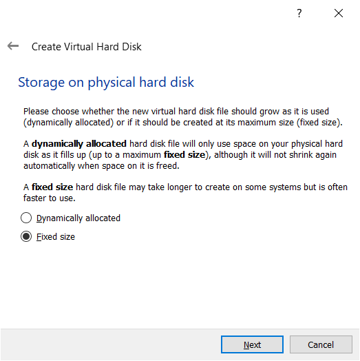 VirtualBox - Storage on physical hard disk 