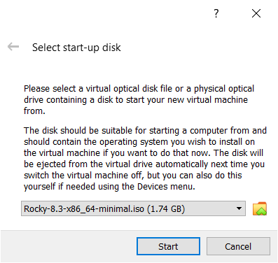 VirtualBox - Select startup disk