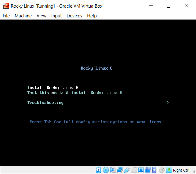 Rocky Linux install screen